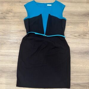 Calvin Klein Teal and Black Midi Dress